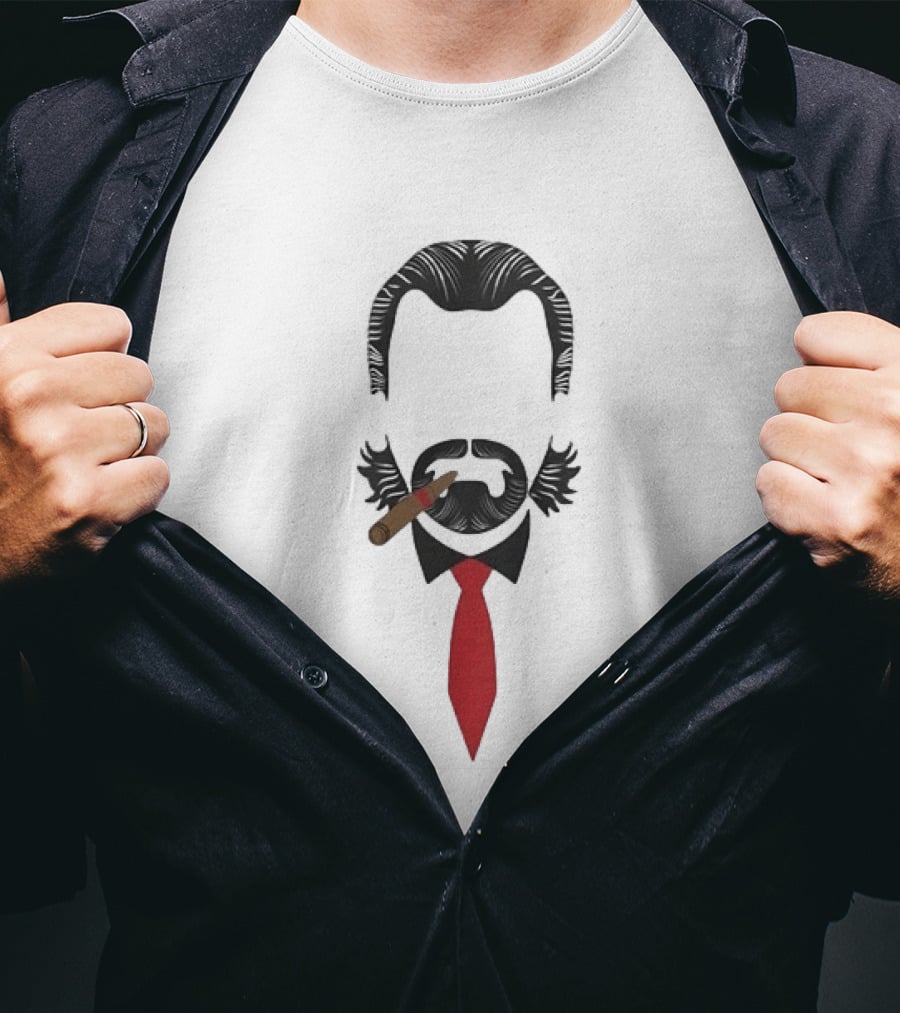 Ron Swanson Minimalist Cigar Tie Parks And Recreation T-Shirt