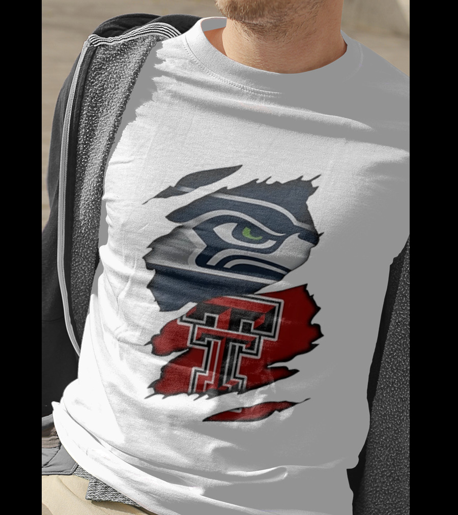 Seattle Seahawks Texas Tech Red Raiders Ripped T-Shirt