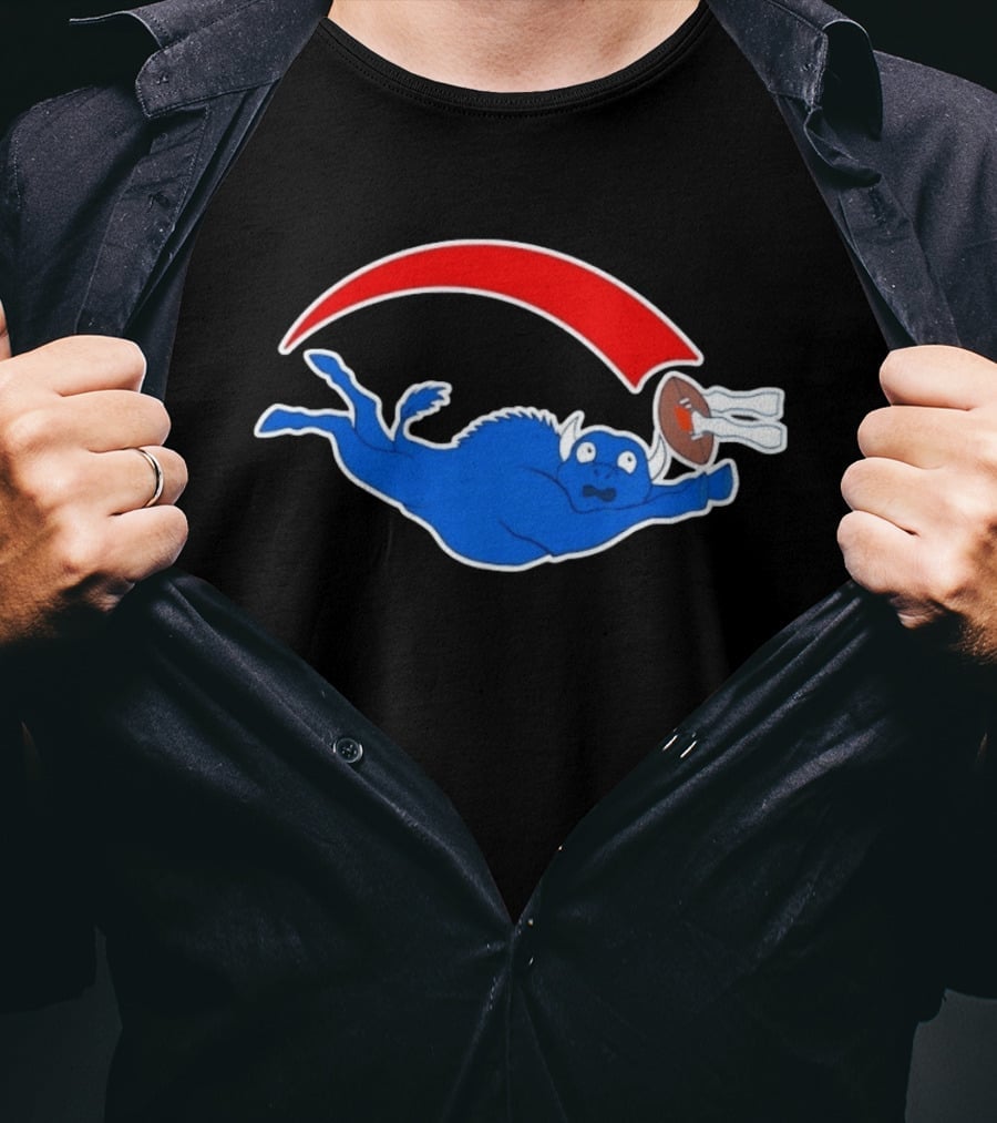 Buffalo Bills Cartoon Parody Football Logo Flying Blue Buffalo T-Shirt