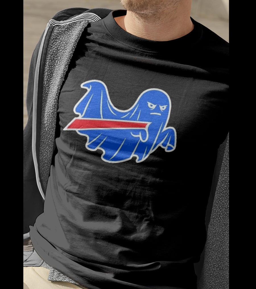 Buffalo Bills Ghost Mascot Emblem With Red T-Shirt