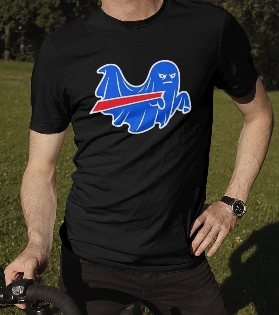 Buffalo Bills Ghost Mascot Emblem With Red T-Shirt