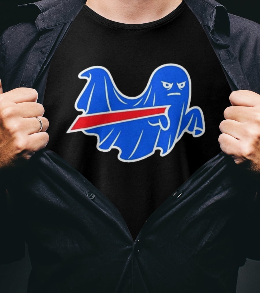 Buffalo Bills Ghost Mascot Emblem With Red T-Shirt