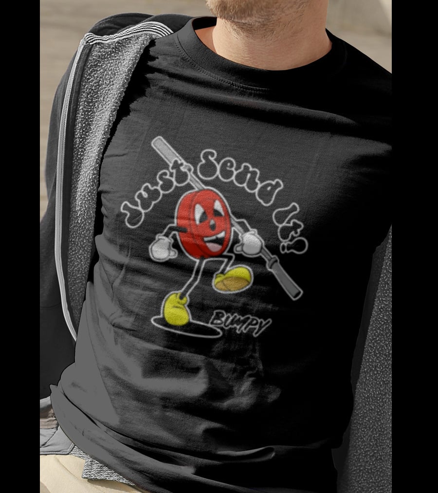 Just Send It Cartoon Weight Plate Lifting PUMPY T-Shirt