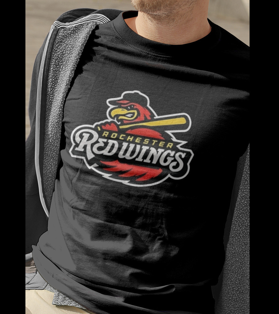 Rochester Red Wings Baseball Team Batting Bird T-Shirt