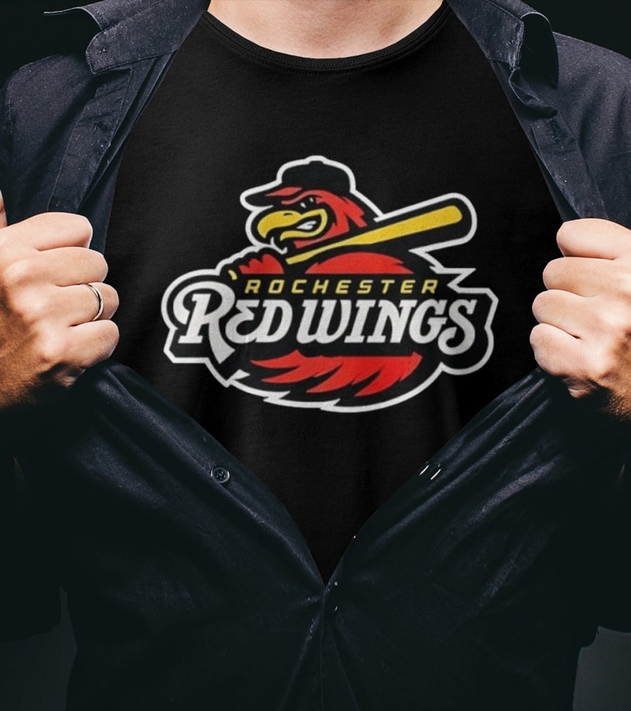 Rochester Red Wings Baseball Team Batting Bird T-Shirt