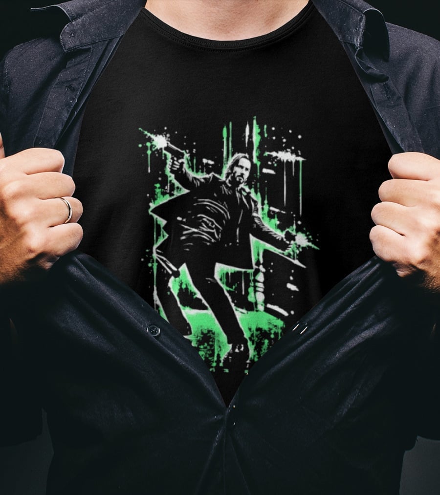 Keanu Reeves John Wick Action Paint Splatter T-Shirt