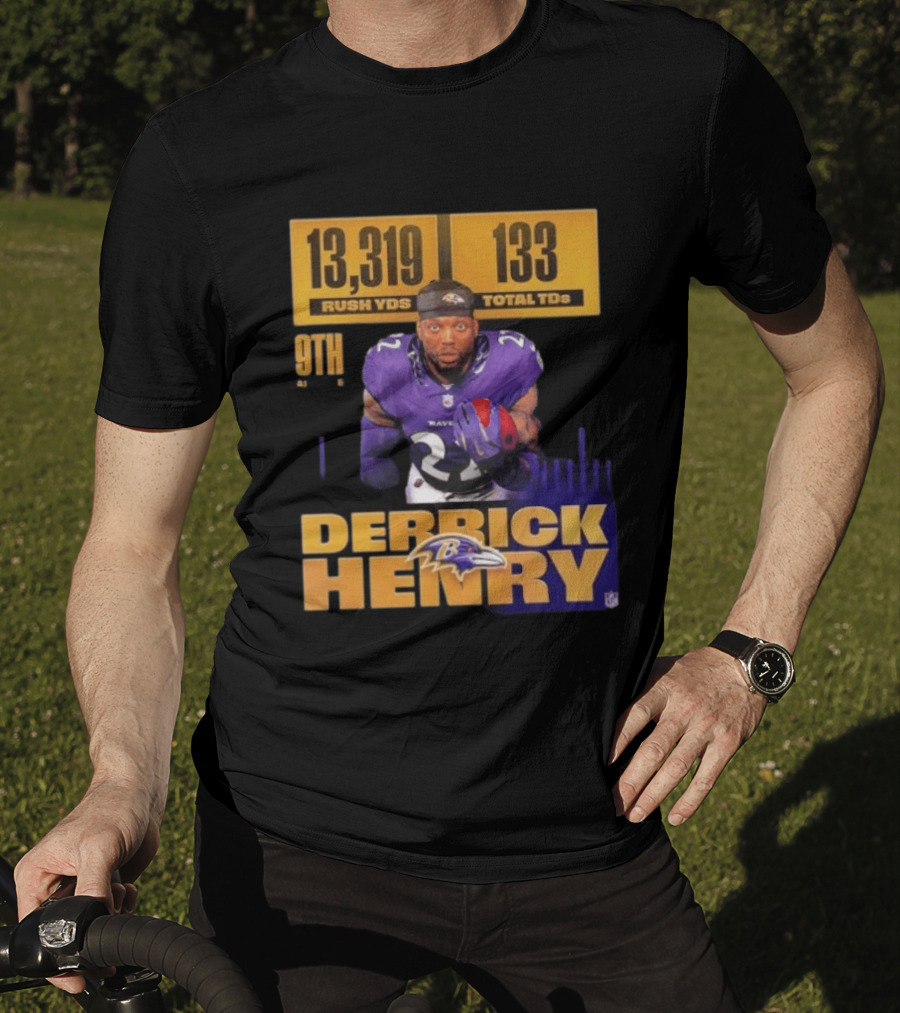 Derrick Henry Baltimore Ravens 13319 Rush Yards 133 Touchdowns 9th Ranked T-Shirt
