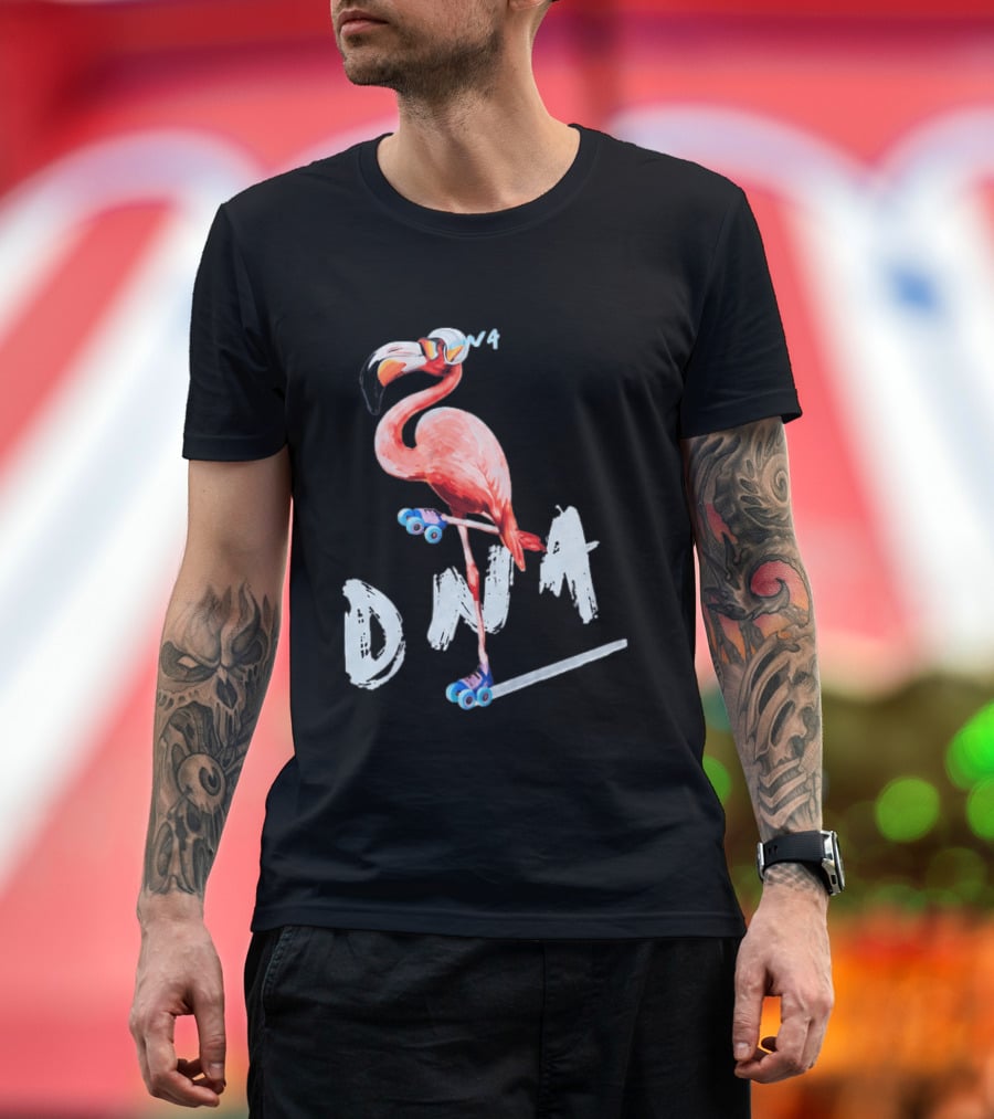 DNA Flamingo Roller Skates Fun Night T-Shirt