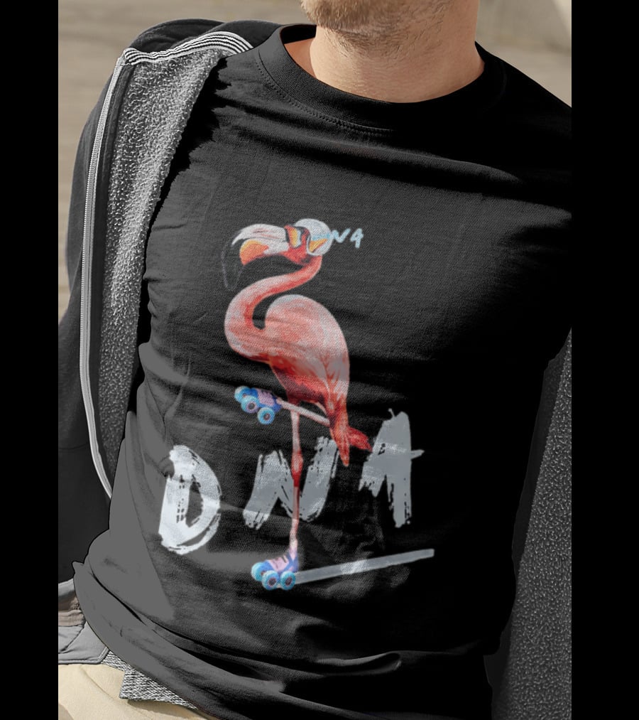 DNA Flamingo Roller Skates Fun Night T-Shirt