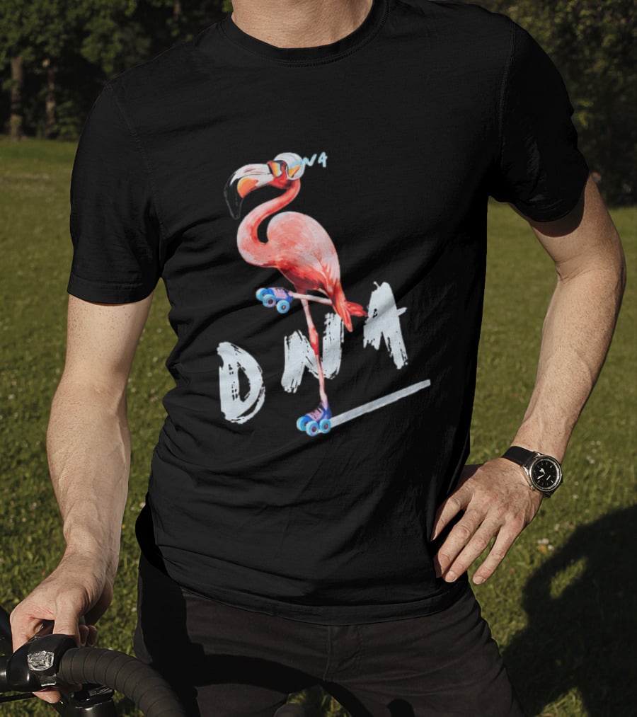 DNA Flamingo Roller Skates Fun Night T-Shirt