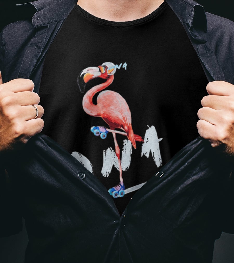 DNA Flamingo Roller Skates Fun Night T-Shirt