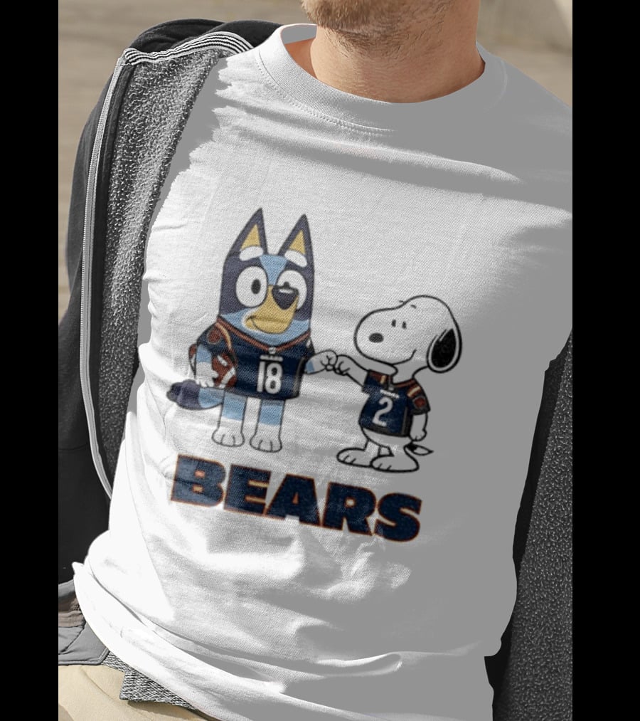 Bluey And Snoopy Chicago Bears Football Team Friends T-Shirt