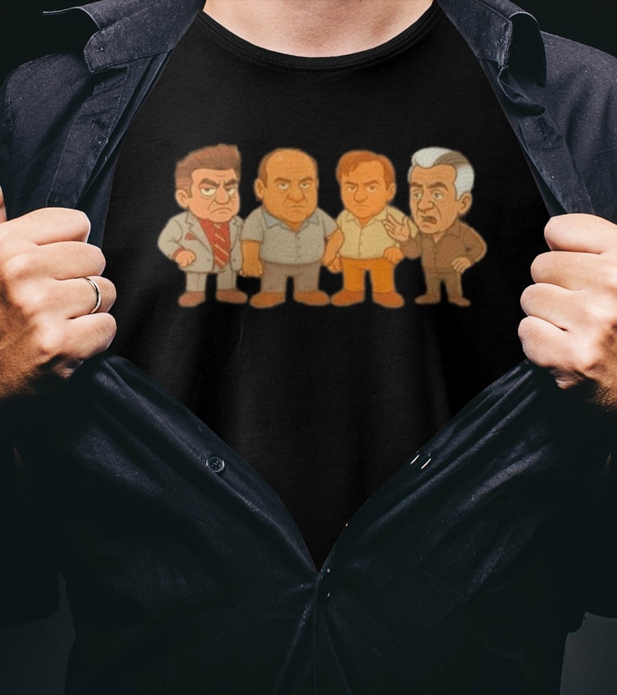 Sopranos Caricature Mobsters Big Head Mafia Characters T-Shirt