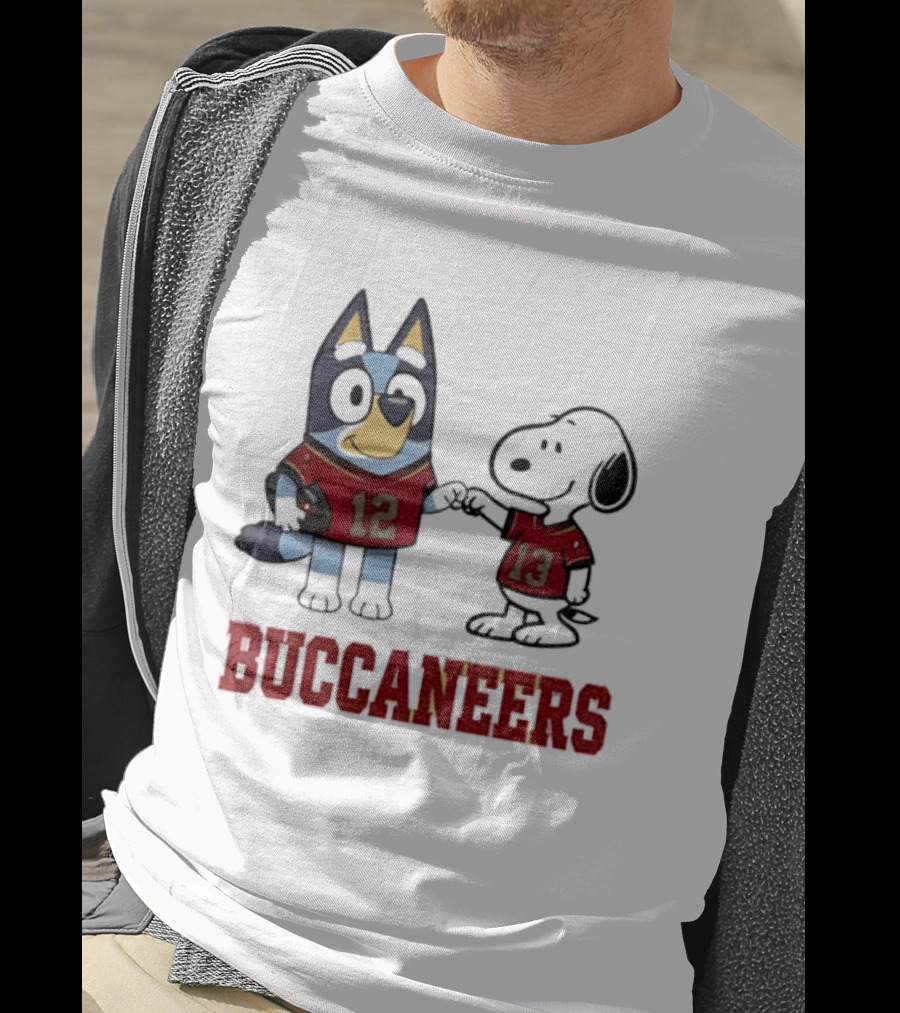 Bluey Snoopy Tampa Bay Buccaneers Football Friends T-Shirt