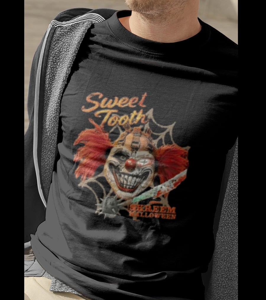 Sweet Tooth Skreem Halloween Evil Clown Mask Red Hair T-Shirt