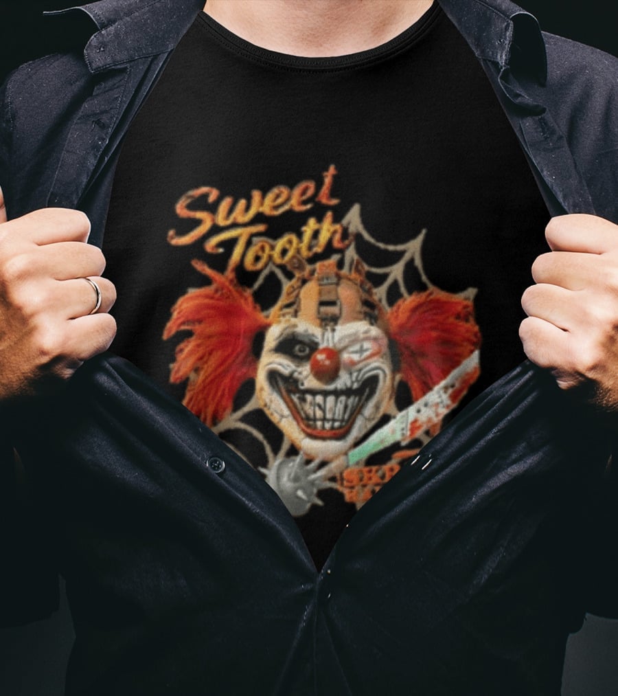 Sweet Tooth Skreem Halloween Evil Clown Mask Red Hair T-Shirt