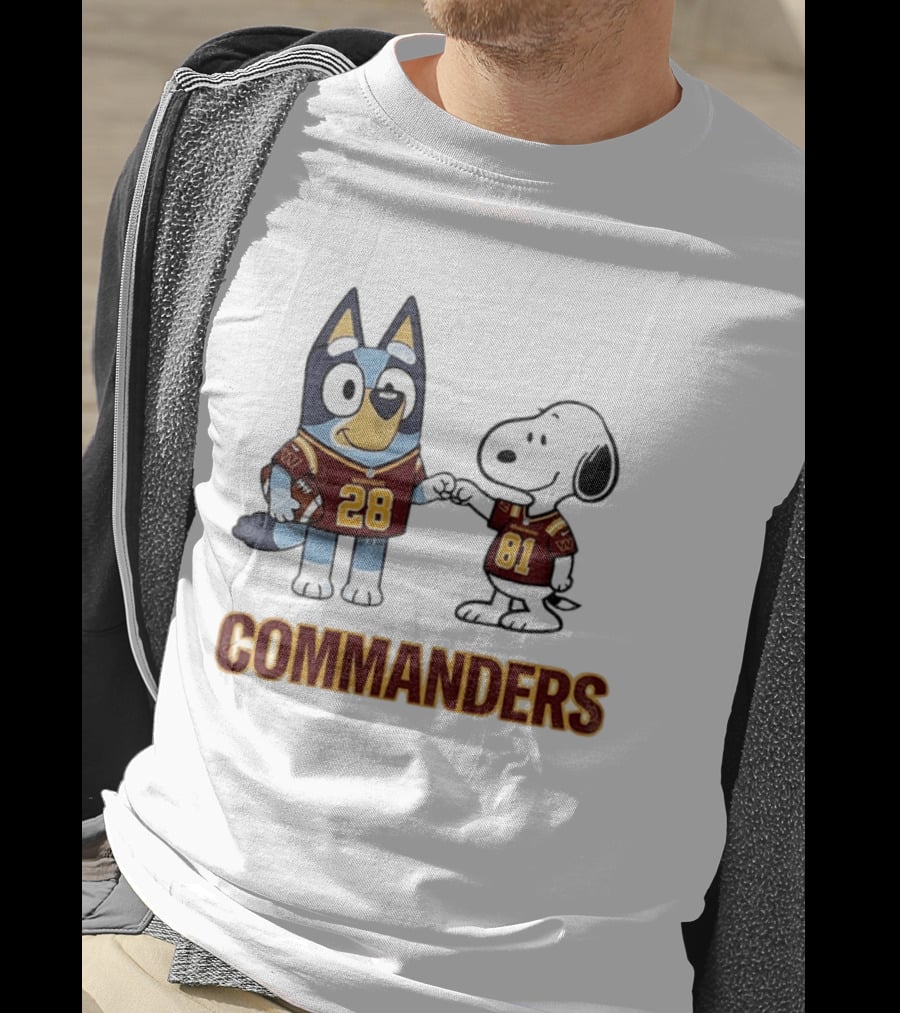 Bluey Snoopy Commanders Football 28 81 T-Shirt