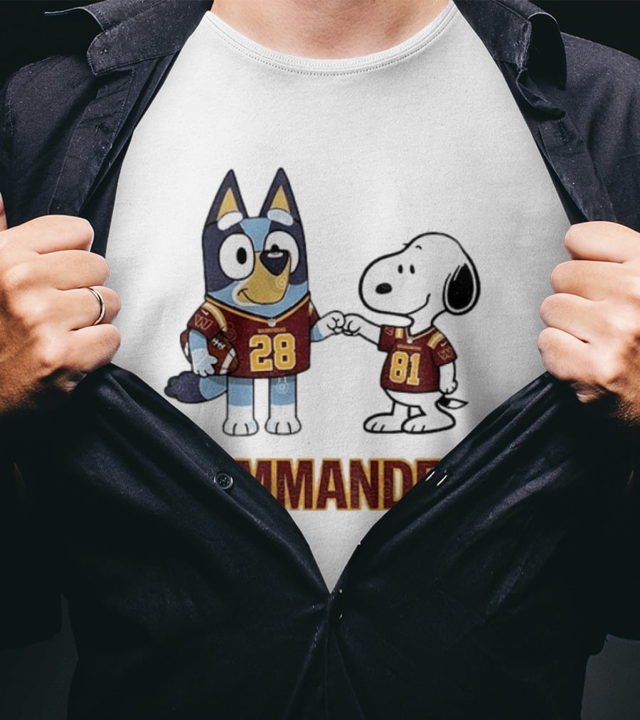 Bluey Snoopy Commanders Football 28 81 T-Shirt