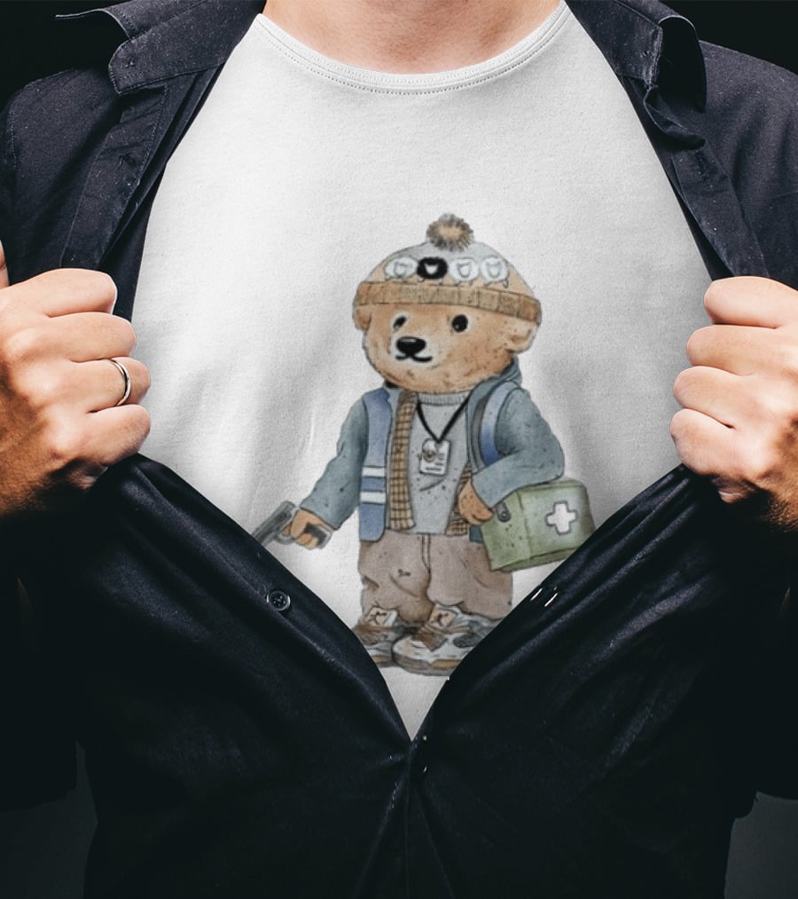 Bryan Bear Toy With Gun And First Aid Kit Beanie T-Shirt