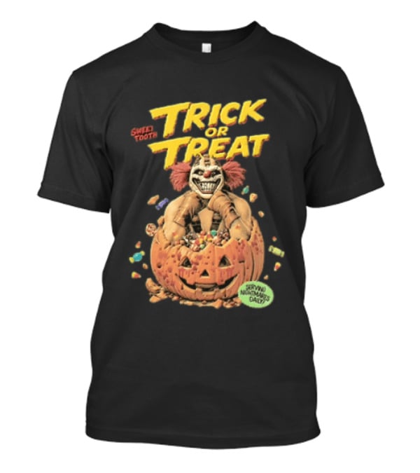 Twisted Metal Sweet Tooth Trick Or Treat Serving Nightmares Daily Pumpkin Candy T-Shirt
