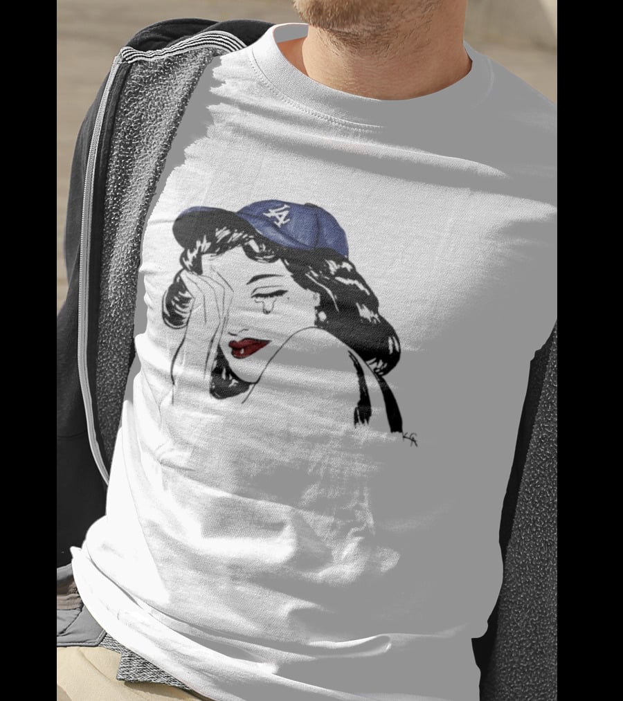 Los Angeles Dodgers Cap Crying Woman Pop T-Shirt