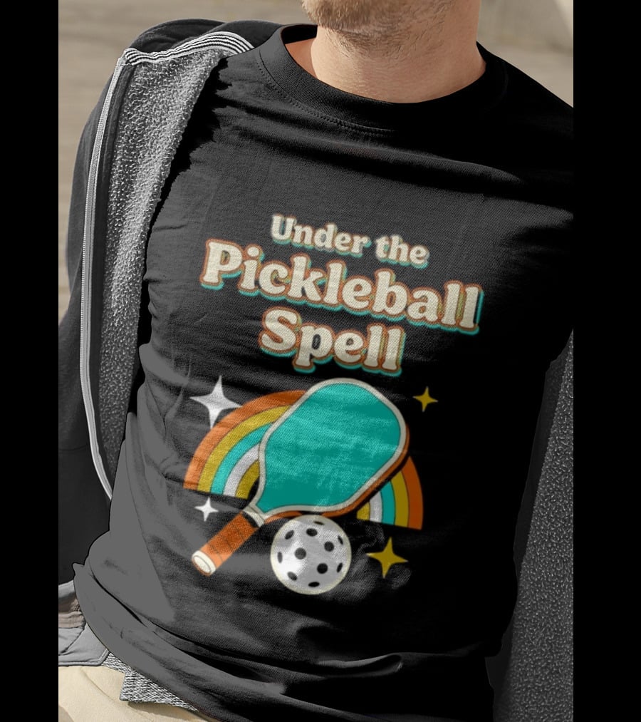 Under The Pickleball Spell Paddle And Rainbow Magic T-Shirt