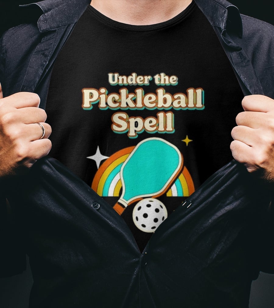 Under The Pickleball Spell Paddle And Rainbow Magic T-Shirt