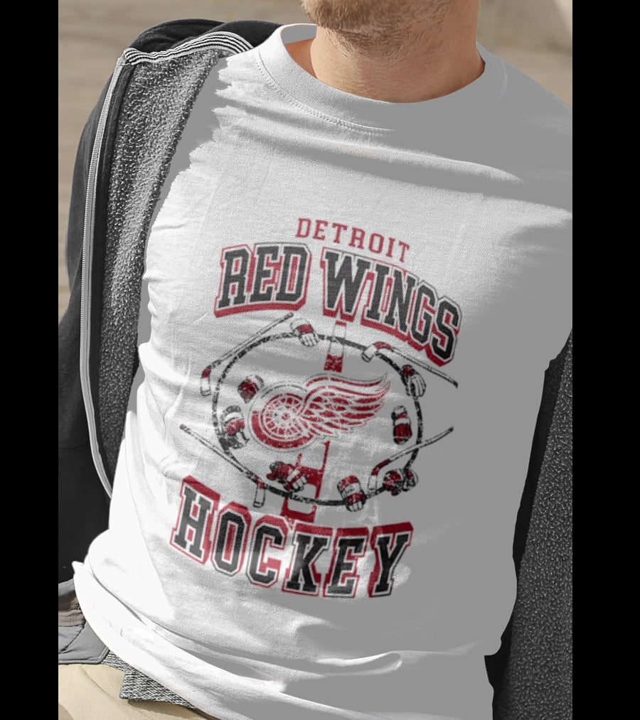 Detroit Red Wings Hockey Vintage Style Distressed Circle T-Shirt