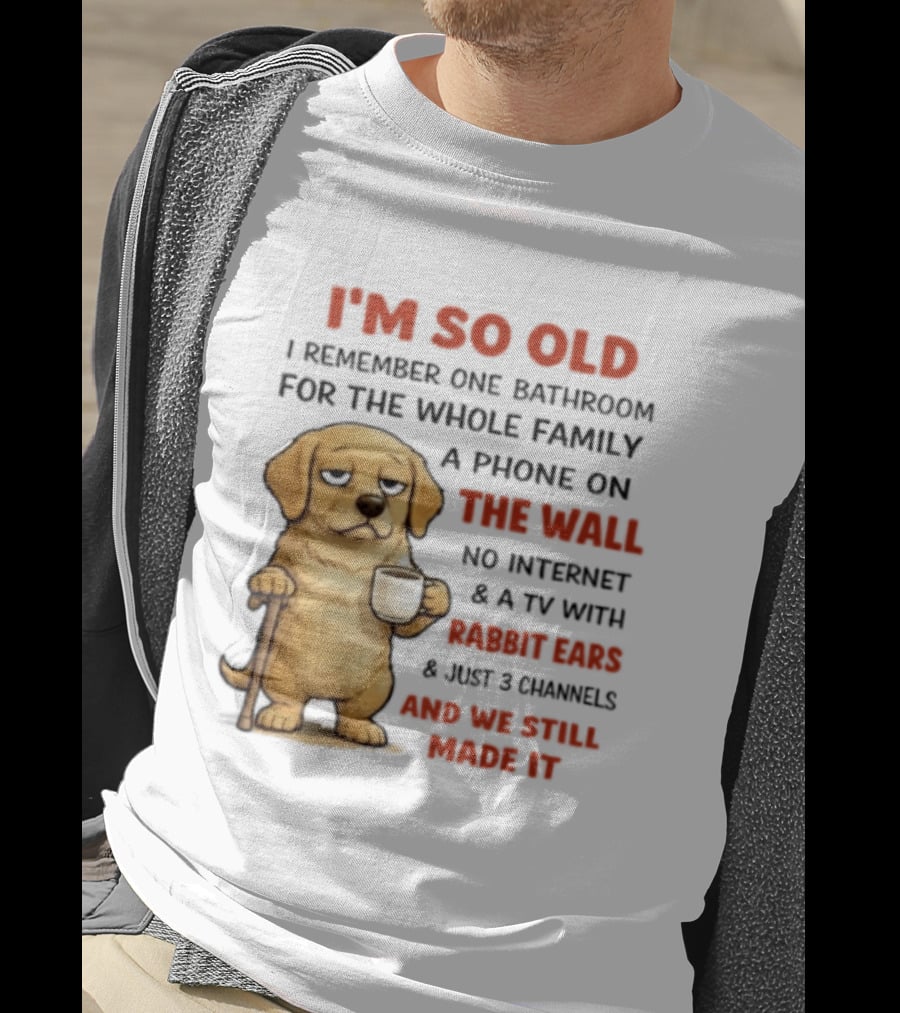I'm So Old Golden Retriever One Bathroom Phone On The Wall Rabbit Ears TV T-Shirt
