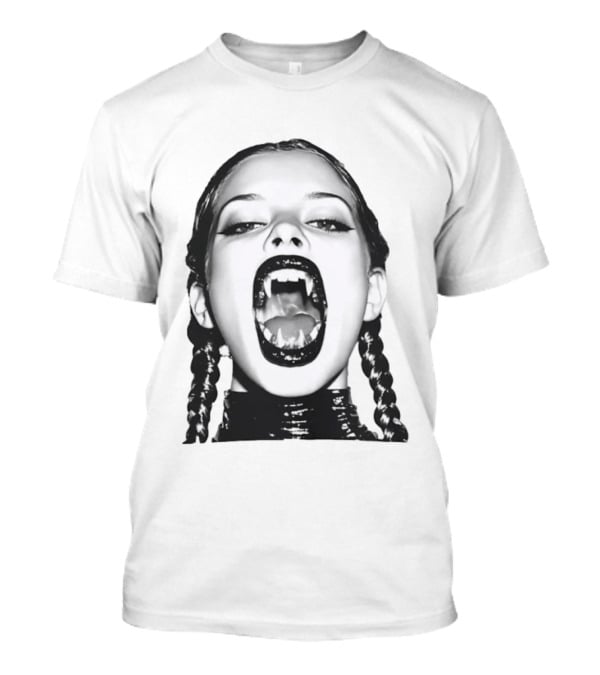 Gothic Vampire Fangs Black And White Horror Aesthetic T-Shirt