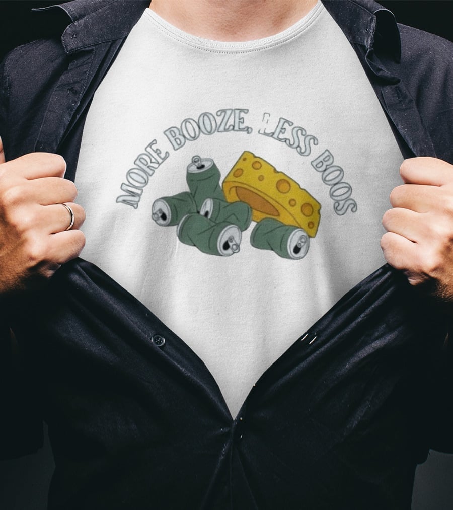 Green Bay Packers More Booze Less Boos Beers And Cheese T-Shirt