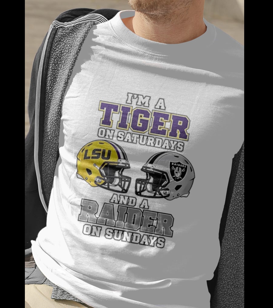 LSU Tiger On Saturdays Raider On Sundays Football Fan Helmets T-Shirt