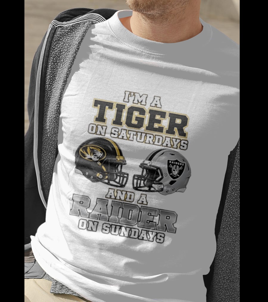 I'm A Tiger On Saturdays And A Raider On Sundays Football Helmets T-Shirt