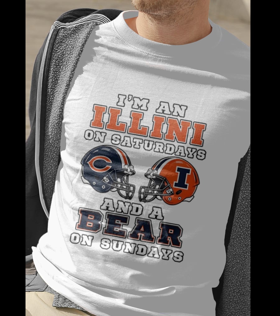 I'm An Illini On Saturdays And A Bear On Sundays Matching Game Day Helmets T-Shirt