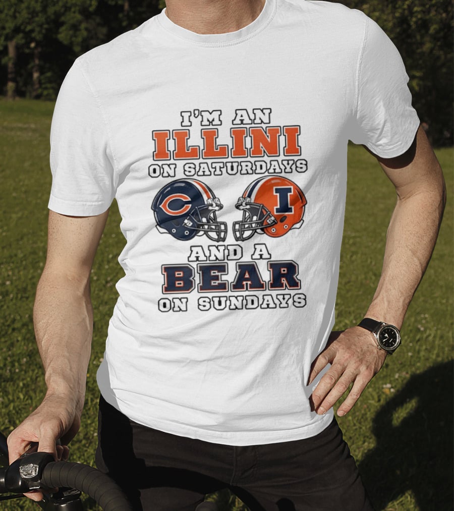 I'm An Illini On Saturdays And A Bear On Sundays Matching Game Day Helmets T-Shirt