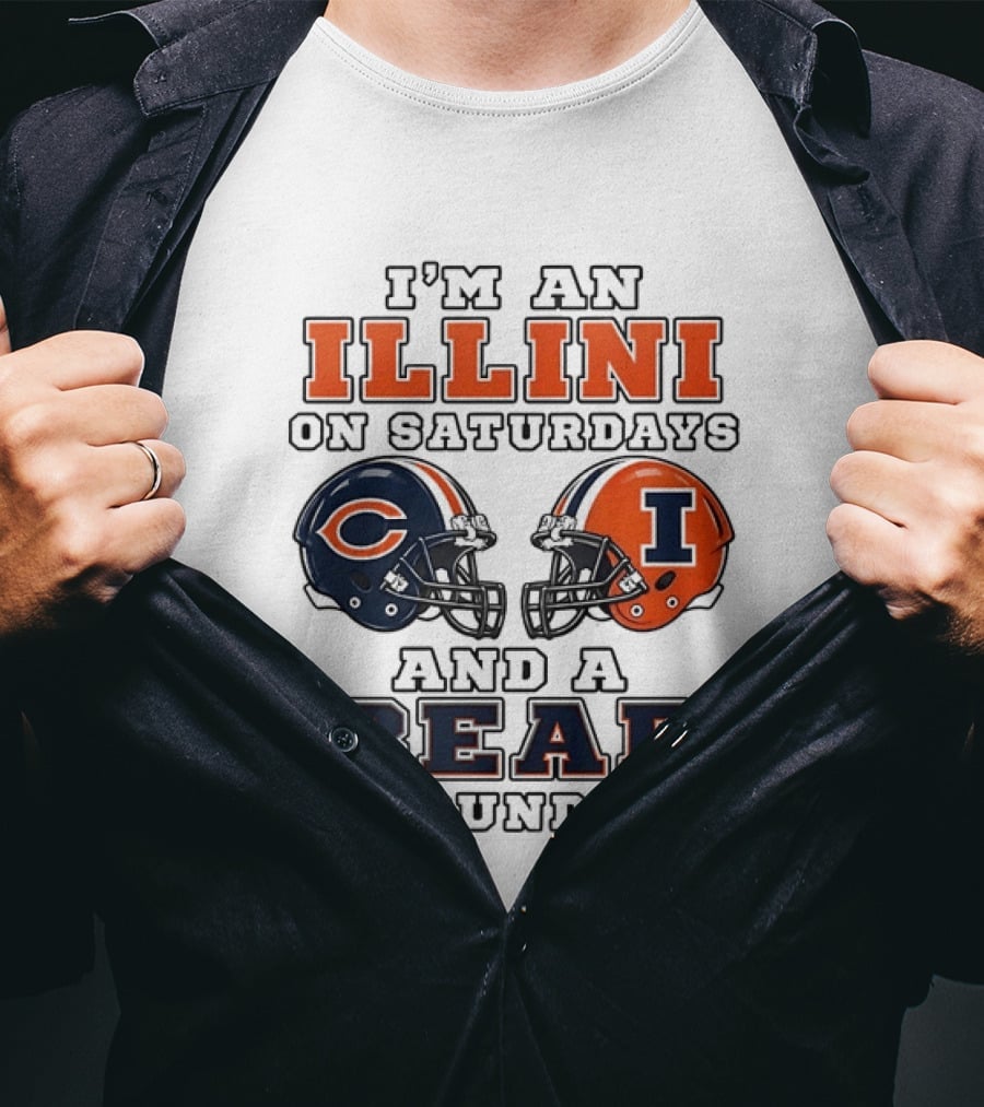 I'm An Illini On Saturdays And A Bear On Sundays Matching Game Day Helmets T-Shirt