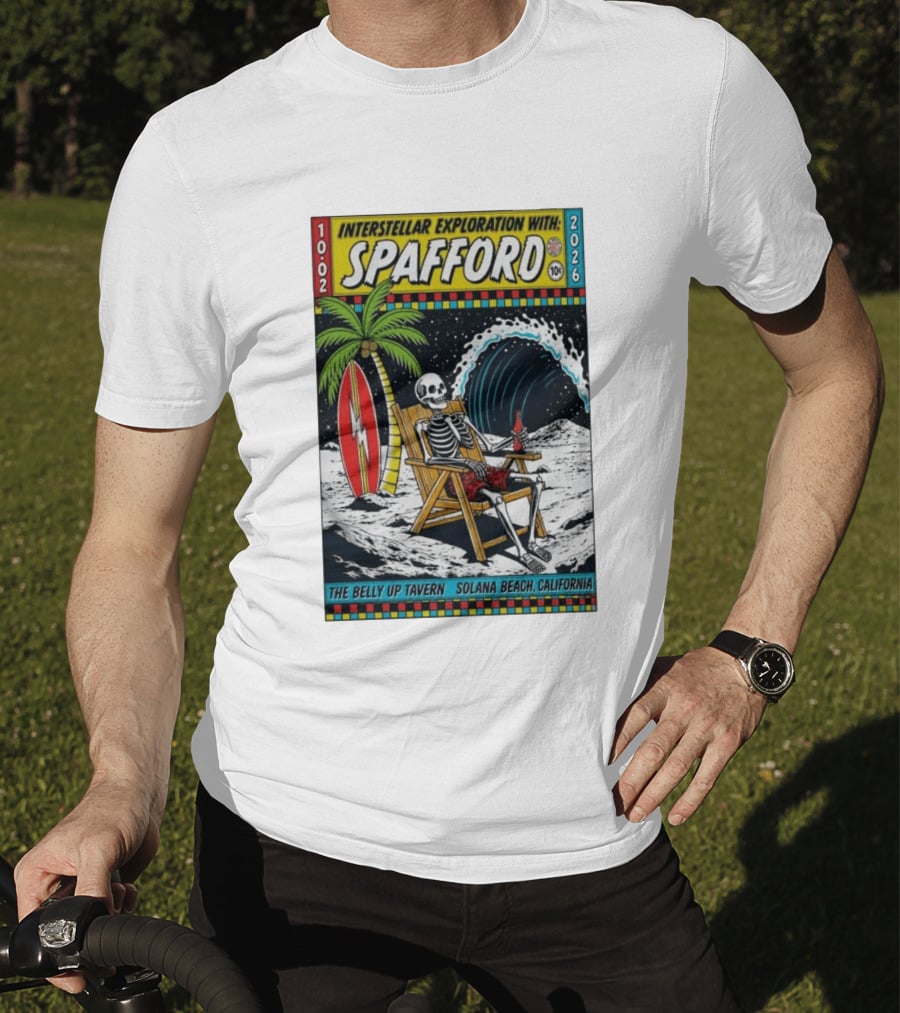 Interstellar Exploration With Spafford Skeleton Surfing At The Belly Up Tavern Solana Beach California October 2 2026 T-Shirt