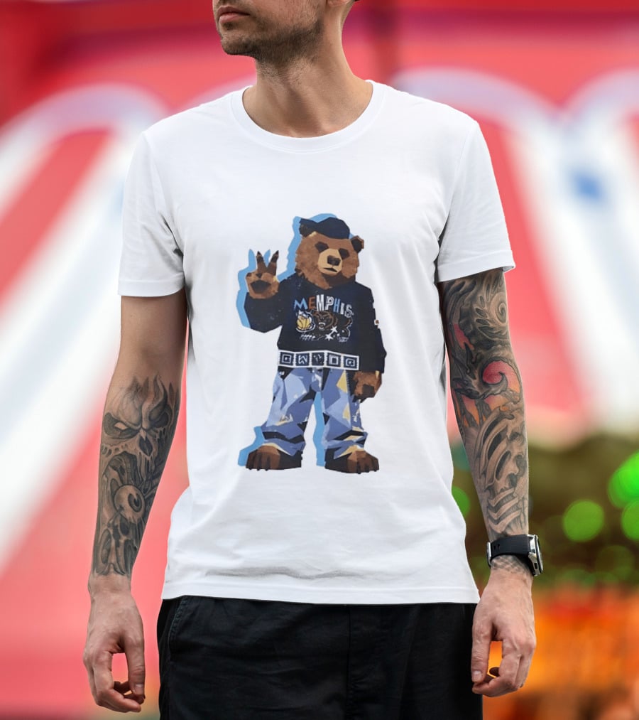 Memphis Grizzlies Bear Peace Sign Retro Style Fashionable Team Spirit T-Shirt