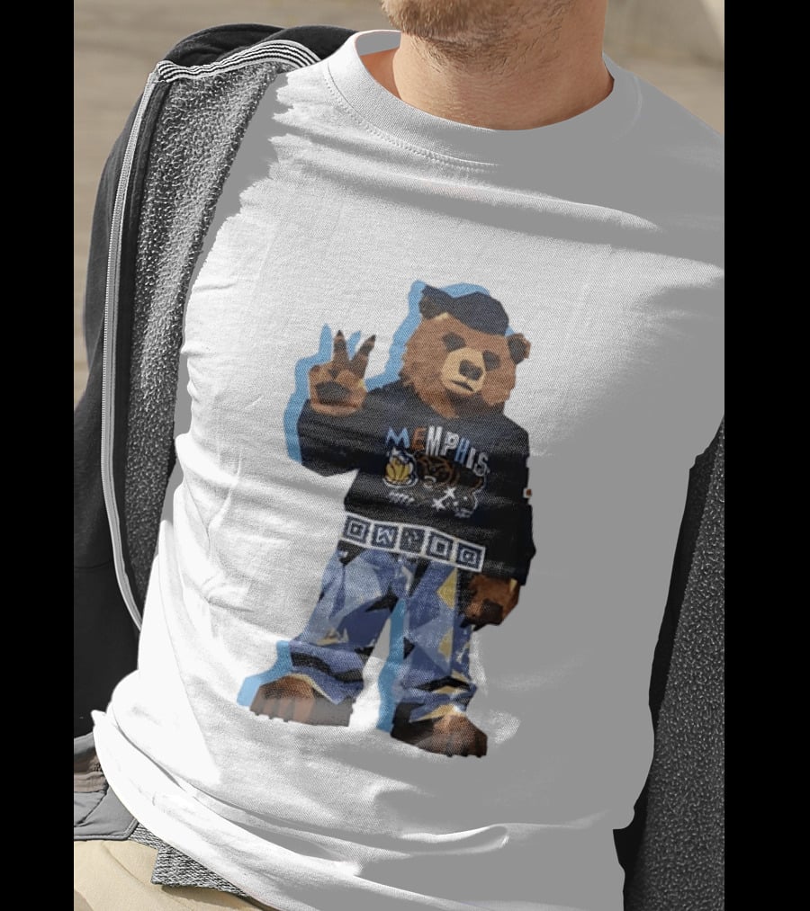 Memphis Grizzlies Bear Peace Sign Retro Style Fashionable Team Spirit T-Shirt