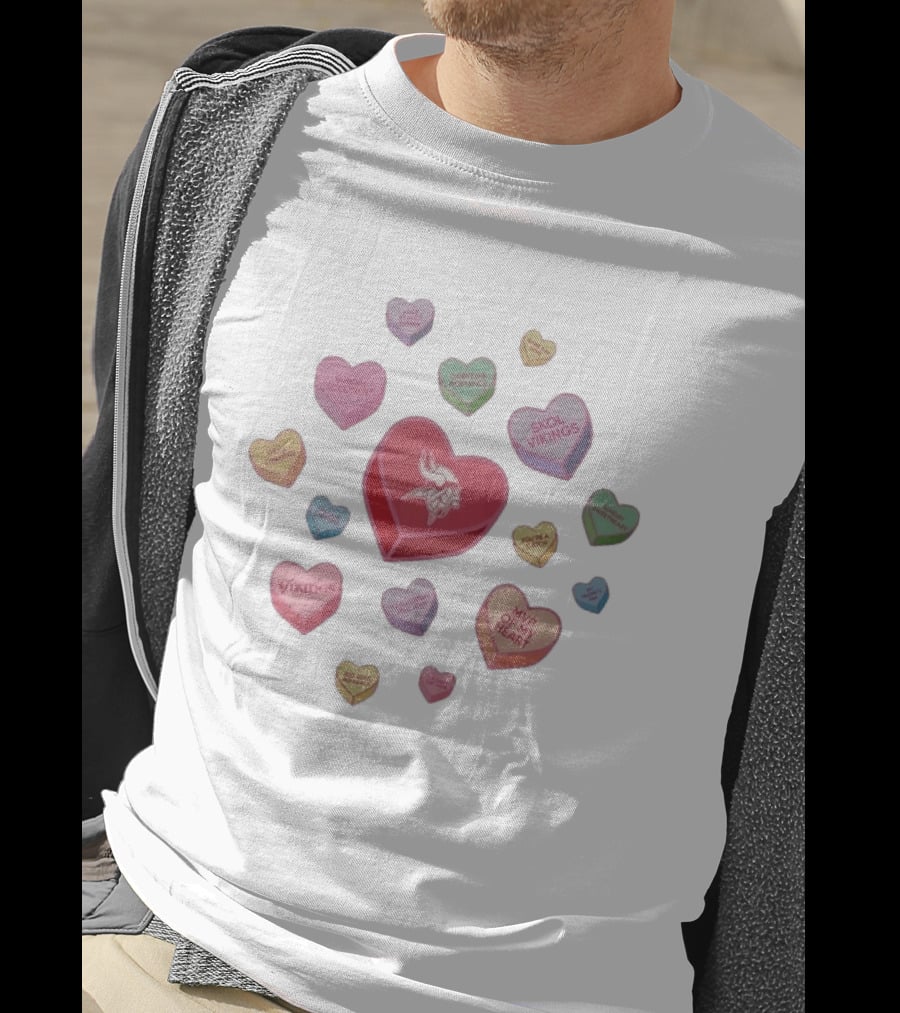 Skol Vikings Valentine Candy Hearts Romance MVP Vikings 2023 Champs T-Shirt