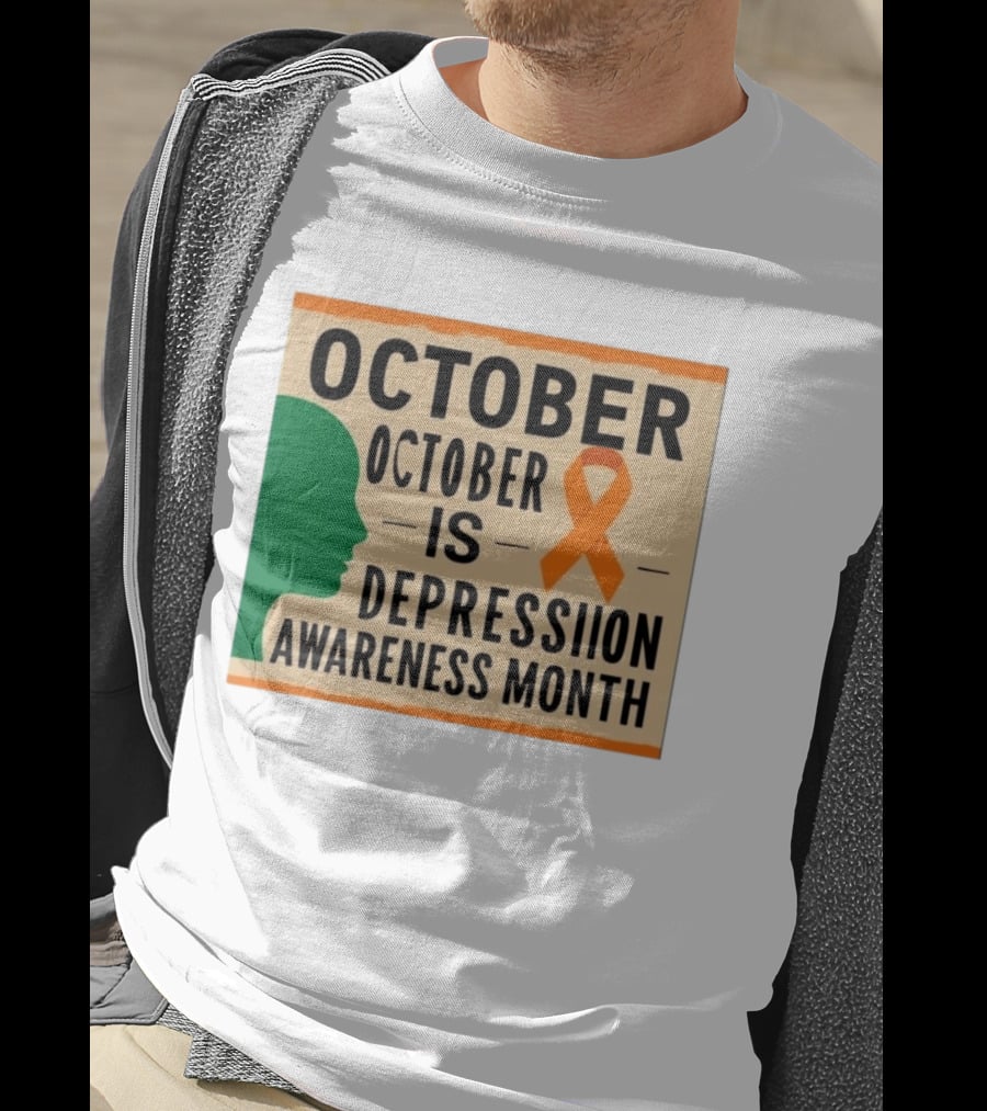 October Depression Awareness Month Orange Ribbon T-Shirt