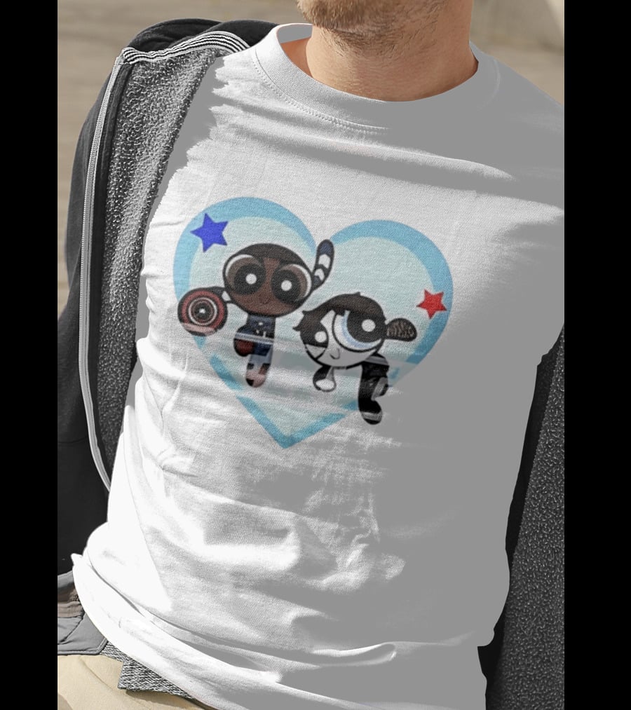 Powerpuff Girls Captain America Winter Soldier Heart Stars T-Shirt