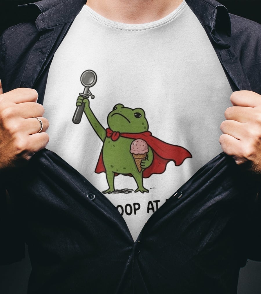 We Scoop At Dawn Frog With Ice Cream Cone And Red Cape T-Shirt