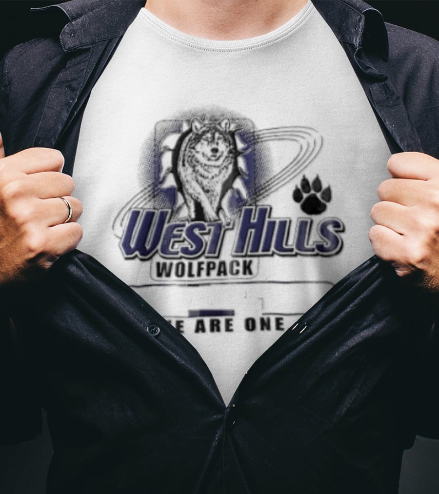 West Hills Wolfpack We Are One Wolf Head Paw T-Shirt