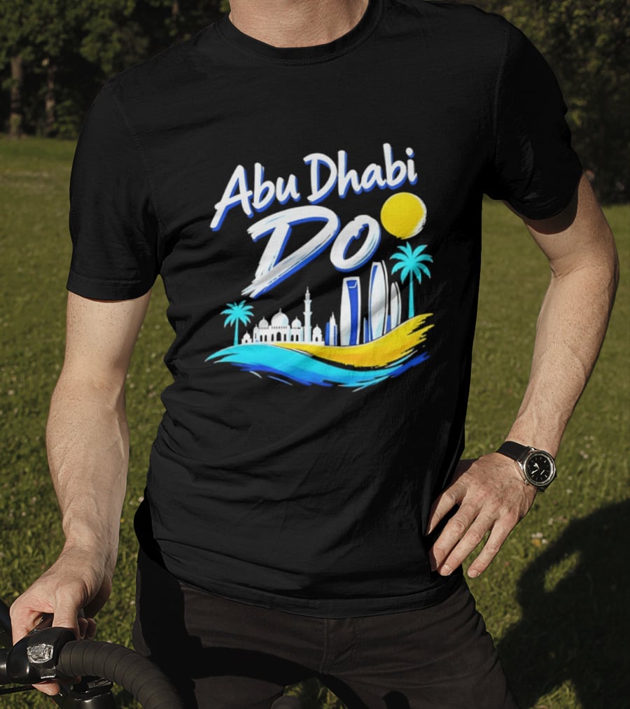 Abu Dhabi Do United Arab Emirates Travel Souvenir Skyline Sun Palm Trees T-Shirt