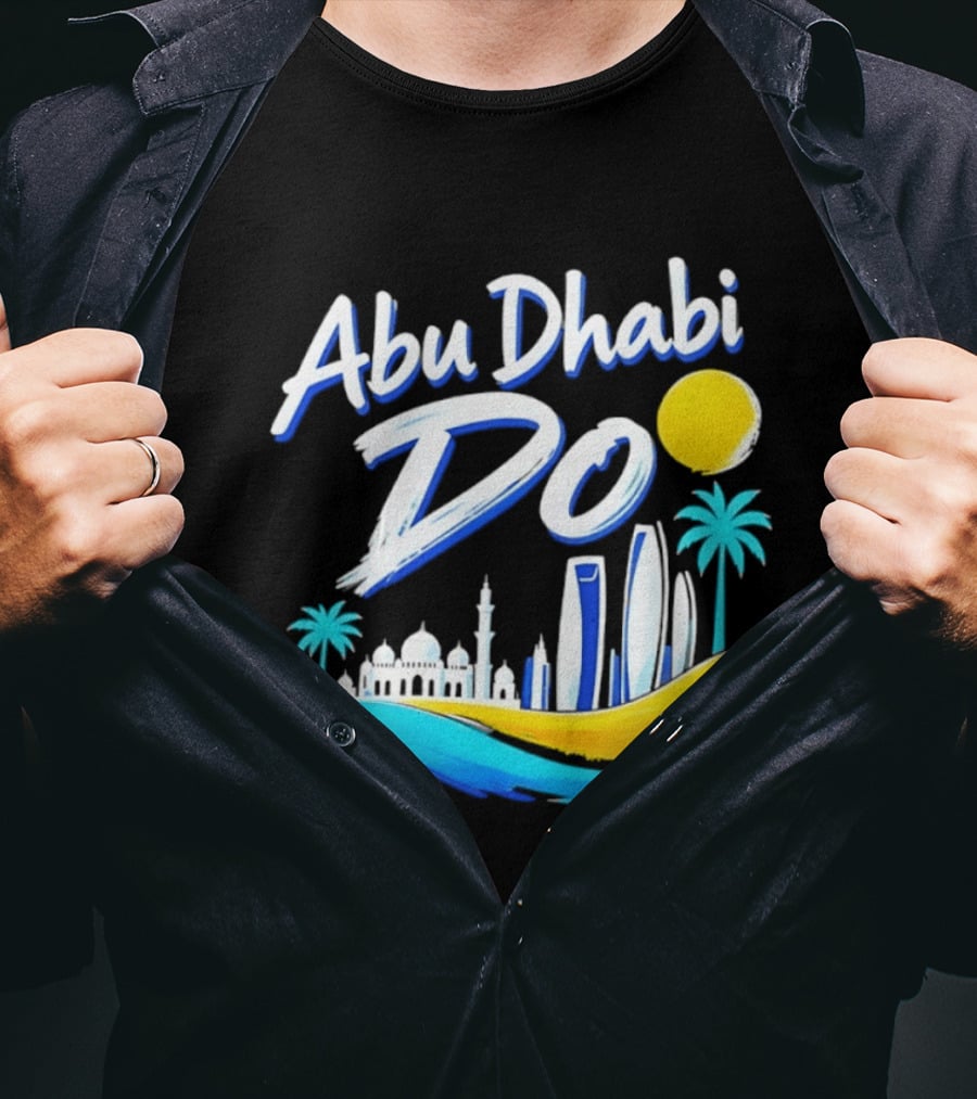 Abu Dhabi Do United Arab Emirates Travel Souvenir Skyline Sun Palm Trees T-Shirt