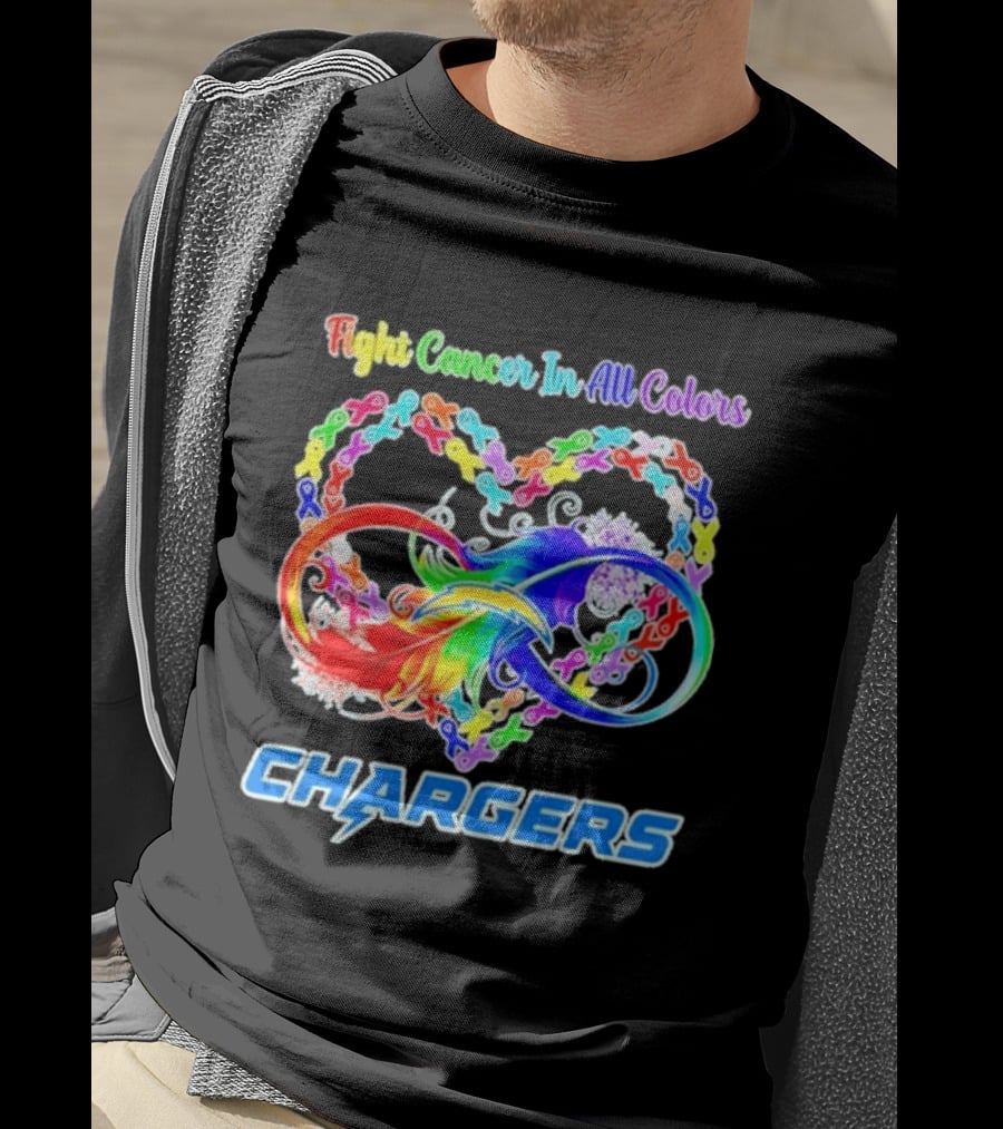 Fight Cancer In All Colors Los Angeles Chargers Infinity Heart T-Shirt