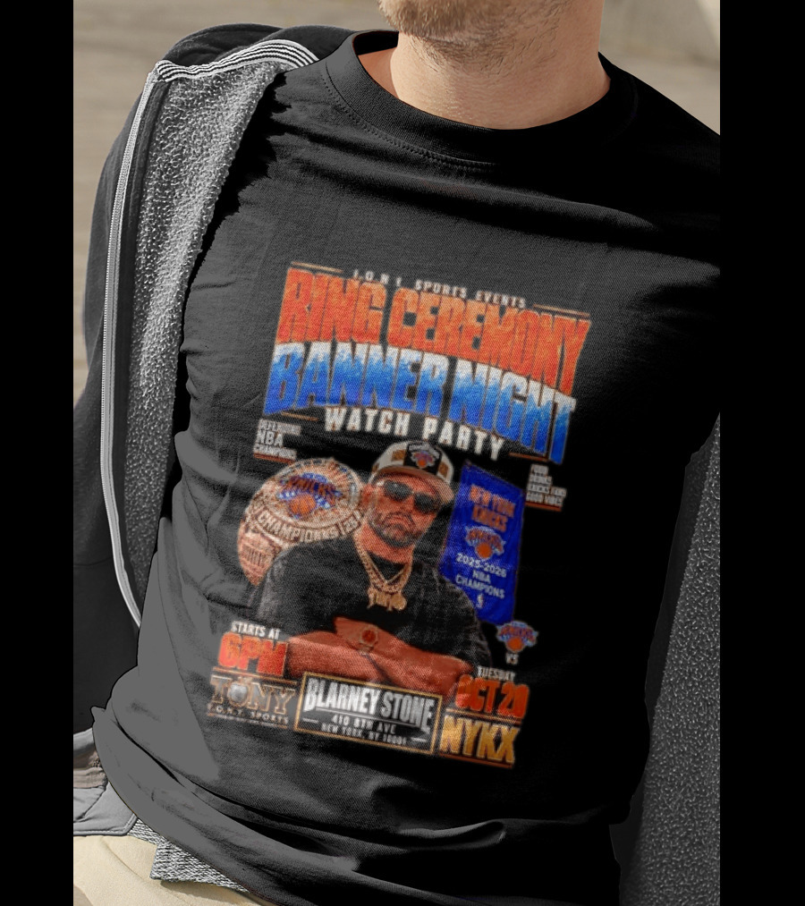 Tony New York Knicks Ring Ceremony Banner Night Party NBA 2025 2026 Blarney Stone Events October 20 NYKX T-Shirt