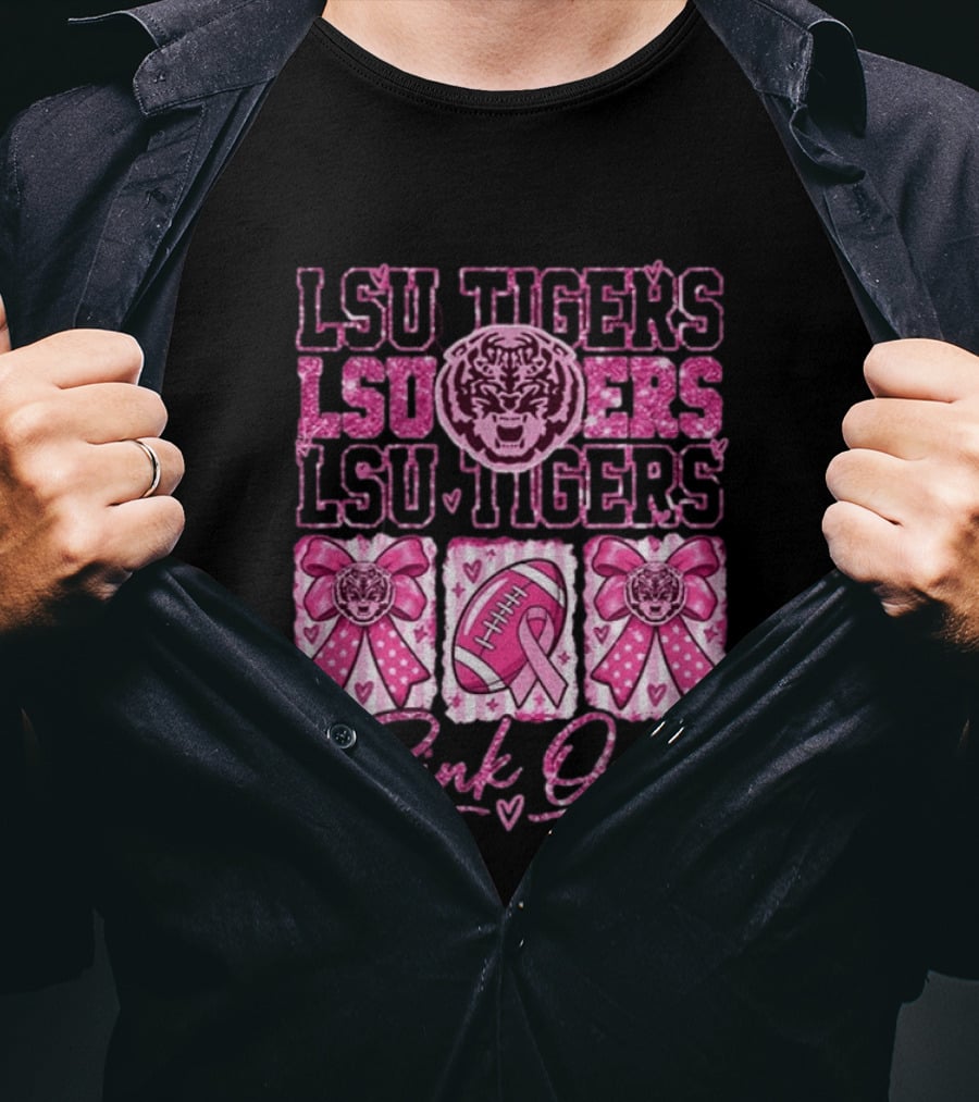 LSU Tigers Pink Out Breast Cancer Awareness Football Game Day T-Shirt