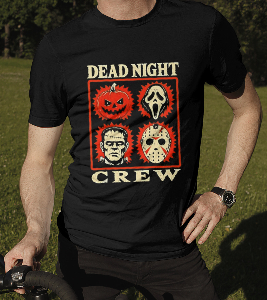 Dead Night Crew Halloween Horror Pumpkin Ghost Jason Voorhees Frankenstein T-Shirt